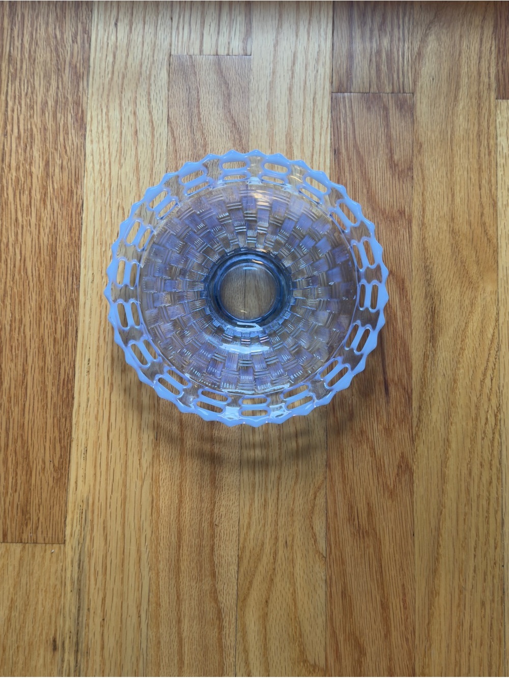 Vintage 1930s Fenton Blue Basketweave Footed Plate